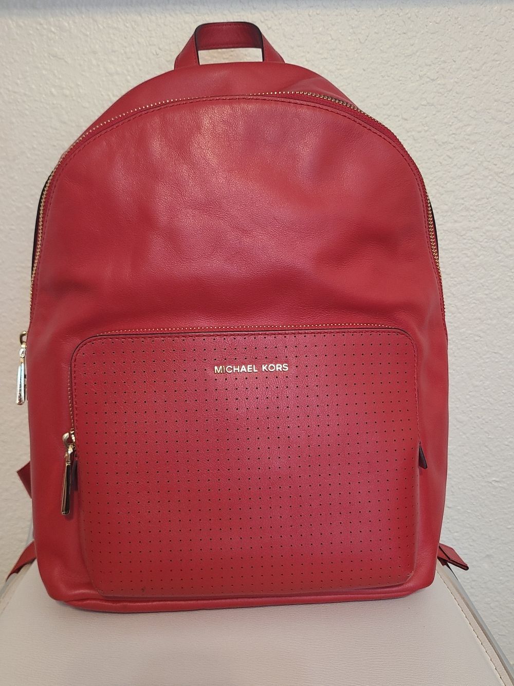 Michael Kors Red Leather Backpack